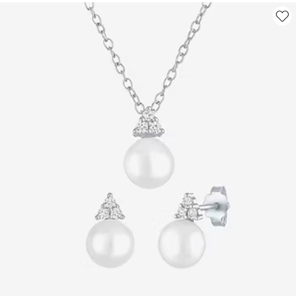 Womens White Cultured Freshwater Pearl Sterling Silver 2-Pc. Jewelry Set
